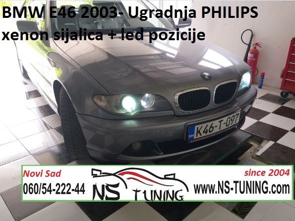 bmw e46 coupe 2003 far sa socivom h7 sijalica ugradnja ksenona philips novi sad tuning auto servis